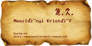 Meszlényi Kristóf névjegykártya